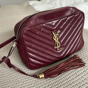 Used Yves Saint Laurent Monogram Matelasse Lou Camera Bag in Bordeaux